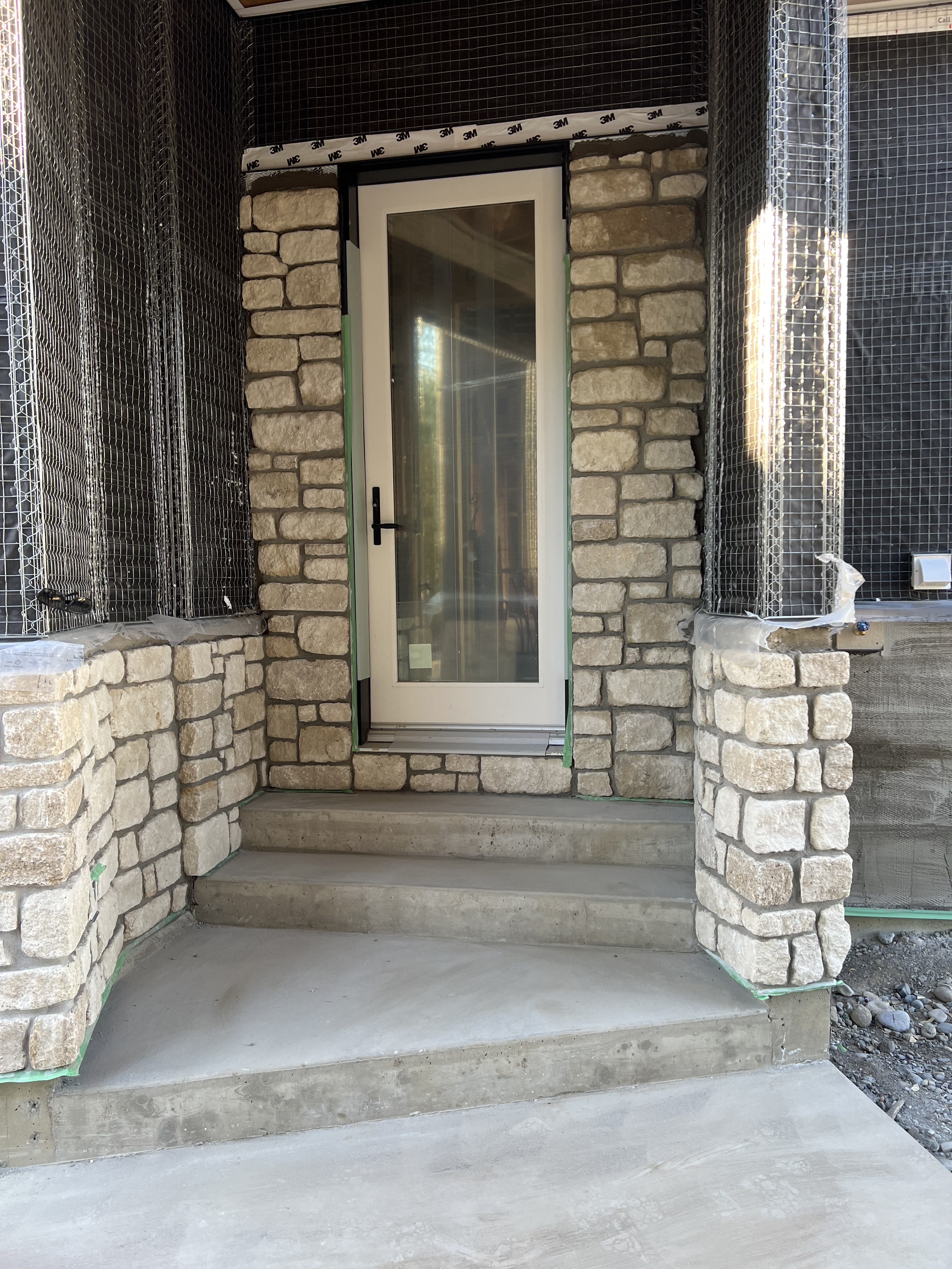 Cream natural limestone porch entrance stonework