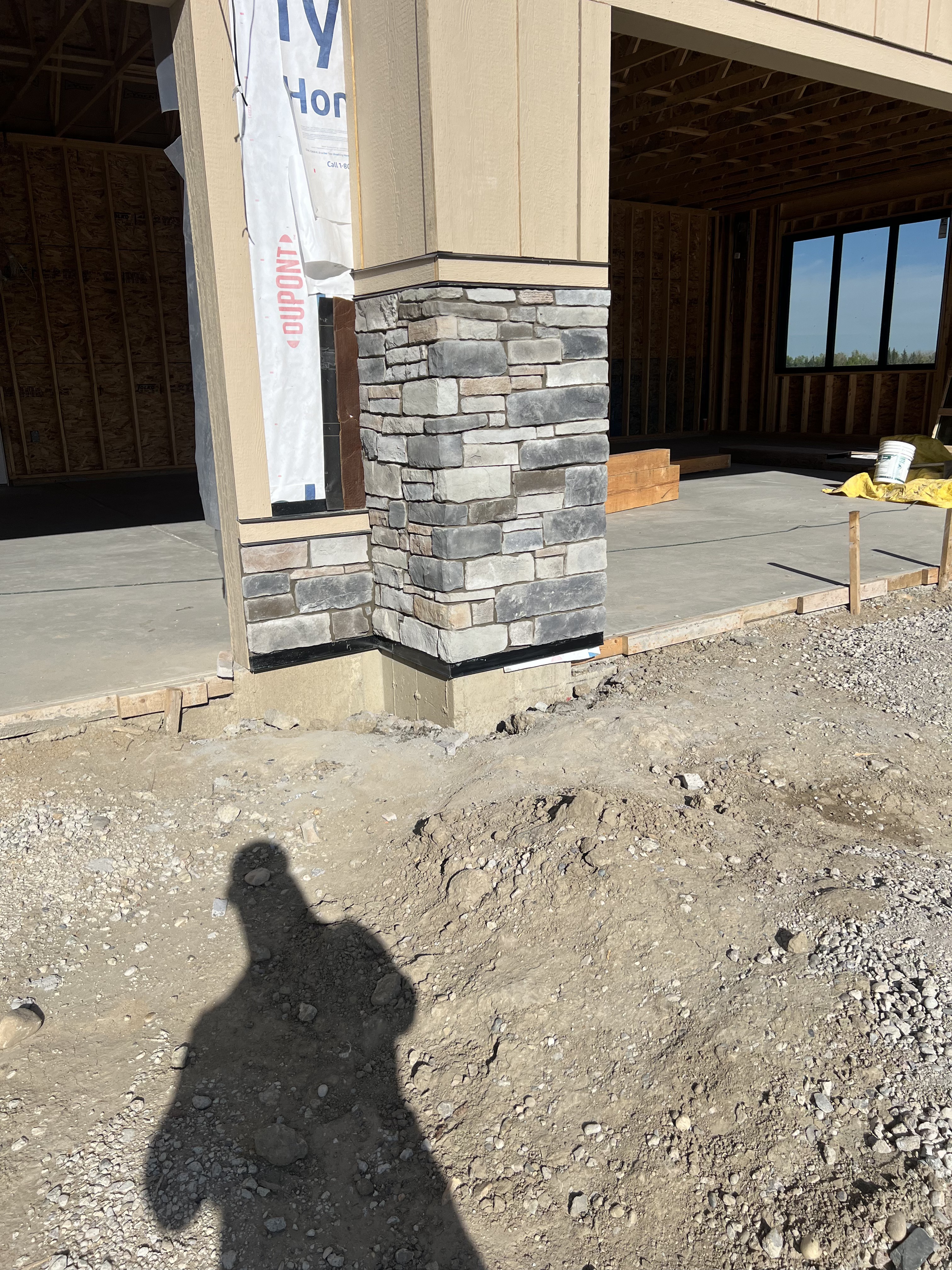 Stacked stone column closeup