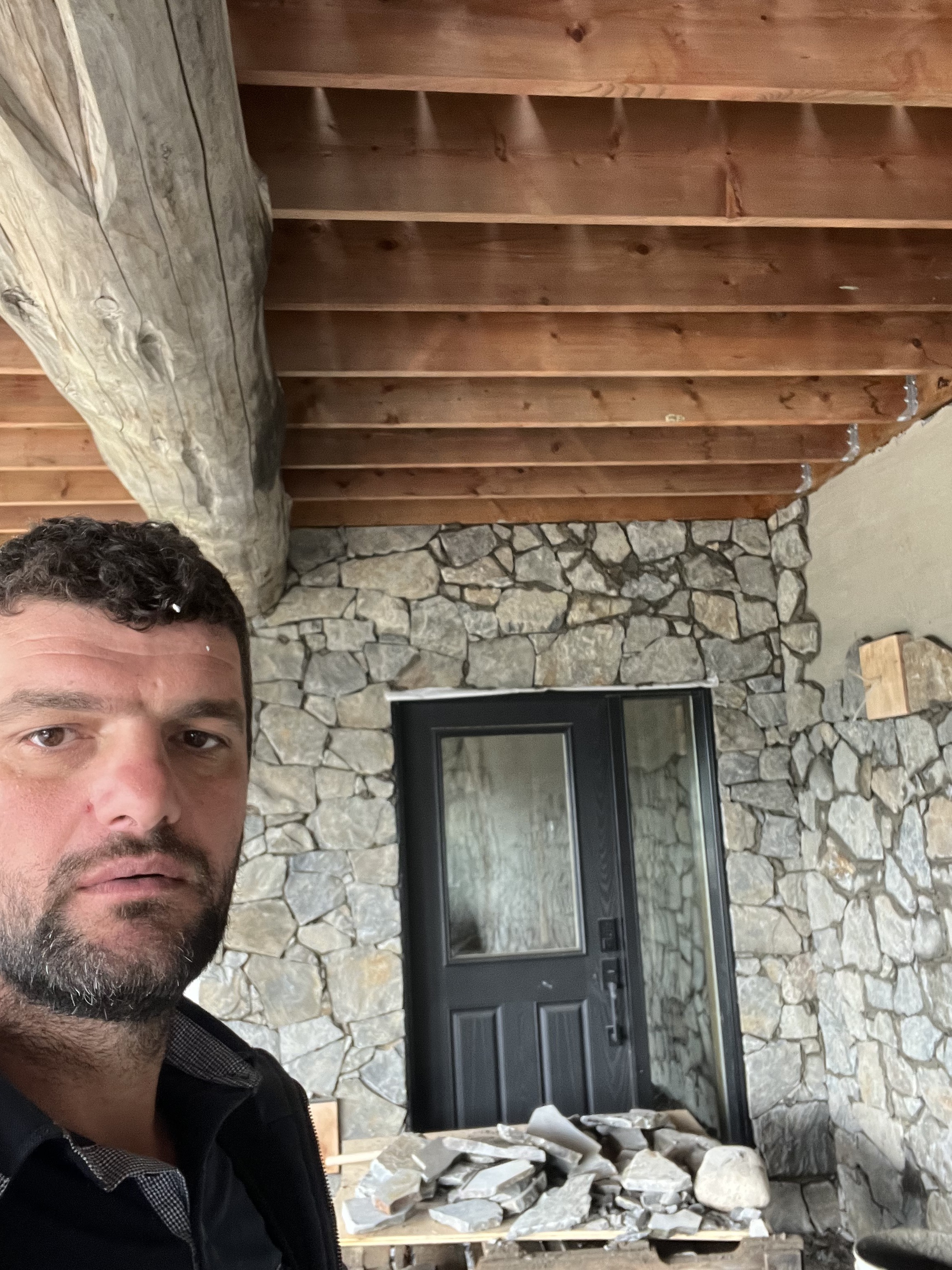 Natural stone entry door surround